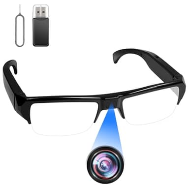 Mini Cámara Espía Oculta HD 1080P, Gafas con Cámara Oculta sin WiFi, Microcámara Espía Camuflada con Grabación de vídeo y Audio, Spy Camaras Invisibles para Actividades de Interior y Exterior