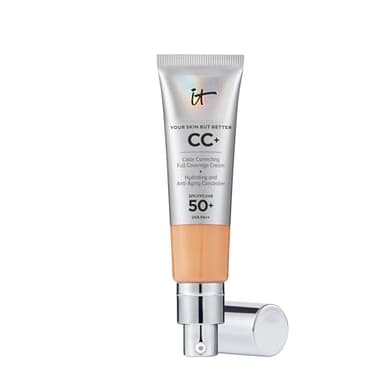 IT Cosmetics, Base de Maquillaje, Tratamiento Antiedad e Hidratante con SPF50+, Cobertura Total, Acabado Natural, 12 Tonos Disponibles, Neutral Tan, YSBB CC+, 32ml