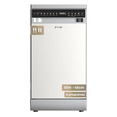 Lavavajillas D3YX Slim - 45 cm, 11 Servicios, Clase Energética D, Diseño Slim Compacto, 6 Programas, Media Carga, Inicio Diferido, Secado Extra, Funcionamiento Silencioso, Inox