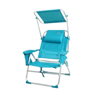 CREVICOSTA QUALITY MARK MARCAS DE CALIDAD - TRITÓN 2108 - Silla de Playa con toldo y Nevera incorporada. 8 Posiciones (Turquesa)