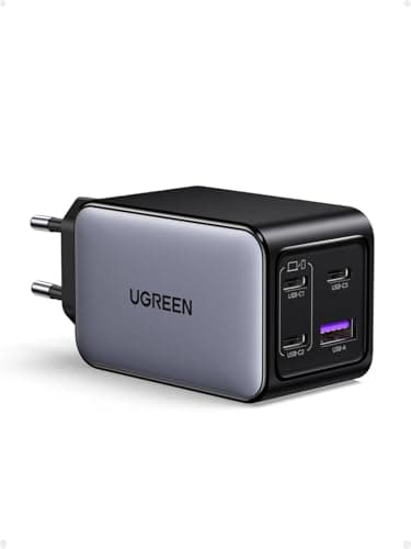 UGREEN Nexode 65W Cargador 3 USB C y 1 A, Adaptador de Corriente GaNInfinity Type C Compatible con iPhone 17 Pro MAX Air/16 15 14, Galaxy S25 Ultra Plus Pixel iPad MacBook
