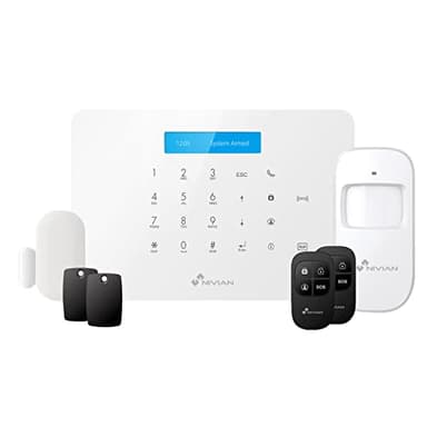 Nivian Sistema de Alarma antirrobo para hogar sin cuotas –WiFi/gsm–Kit Ampliable hasta 60 Dispositivos–LCD–Control Remoto a través de App Tuya-Fácil instalación P2P con QR-inalámbrica sin Cables