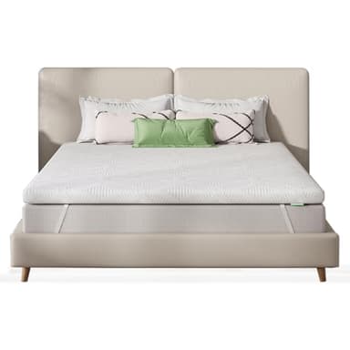 Novilla Topper Viscoelástico 150x190 5 cm, Topper Colchón de Gel, Sobrecolchón Memory Foam Mattress Topper, Cubrecolchón Extraíble y Lavable, Blanco
