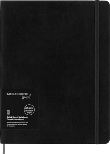 Moleskine Smart Notebook, Sistema de Escritura Inteligente, Cuaderno Digital de Tapa Blanda, Páginas a Rayas y Cierre Elástico, Tamaño XL 19 x 25, Color Negro