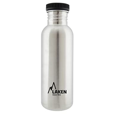 LAKEN Botella de Acero Inoxidable con Tapón de Rosca, Negro y Boca Ancha 750ml, Acero