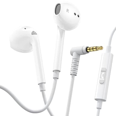 Ludos Zenith Auriculares In Ear con Cable y Microfono, 2 Años de Garantía, Auricular con Jack, Cascos Musica con Graves Potentes, para iPhone, iPad, Samsung, Xiaomi, Huawei, Gaming - Blanco