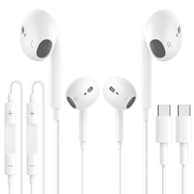 2 Pack Auriculares USB C para iPhone 16 15 Pro MAX, Auriculares con Cable Tipo C, A-uriculares In Ear Cancelacion Ruido con Micrófono y Control de Volumen para Galaxy S25 S24 S23 S22 S21 Plus Ultra