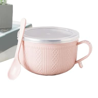 Cuenco de 25 onzas con tapa, taza de sopa con asas, taza de sopa con cuchara, tazón de taza grande, taza de acero inoxidable, para cereales, leche, té, café, avena, almuerzo, fideos, sándwich