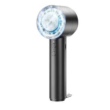 OUILA Mini ventilador portátil de mano con función de compresión de hielo, 4000 mAh, ventilador de mano recargable por USB con 5 velocidades para viajes, camping, oficina en casa, color negro