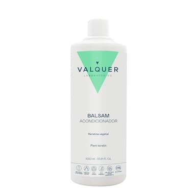 VALQUER Bálsamo Acondicionador Capilar con Keratina Vegetal | Reparación Intensiva para Cabello Dañado y Seco | Brillo, Suavidad y Nutrición Natural Sin Siliconas | Vegano | 1 L