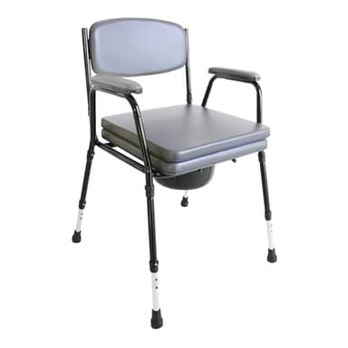 PEPE Mobility Silla WC con Tapa, Asiento y Respaldo Acolchado, Altura Regulable, Cubo extraible, Silla Orinal para Personas Mayores