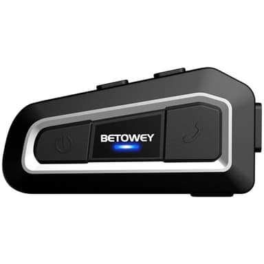 BETOWEY 1x Intercomunicador Casco Moto TK-X2 Manos Libres Bluetooth Auriculares Moto Bluetooth 5.0 con FM Radio, Micrófono Duro y Suave, Marcación por Voz, Impermeabilidad
