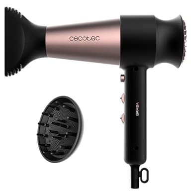 Cecotec Secador de Pelo Bamba IoniCare RockStar Retro. 2000W, Motor Digital, 110000 rpm, Ligero y Silencioso, Tecnología de Iones, Incluye Boquilla Concentradora y Difusor