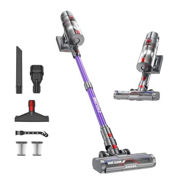 Sulean Aspiradora sin Cable 580W/50KPa Potente, 70 Minutos Autonomía, Aspirador Escoba con Pantalla Táctil LED, 1.5L, Cepillo Antienredos, para Suelos Duros, Alfombras y Pelo de Mascotas