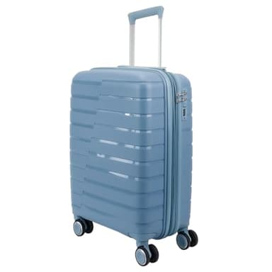 EUES Maletas de Viaje Cabina Trolley Rígida (55 x 38 x 22 cm), Maletas de Viaje con Ruedas Giratorias y Cerraduras de Dial Material PP Ligero (Azul-S)
