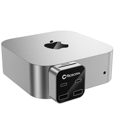 Base Mac Mini M4 | Hub USB-C de 6 puertos con adaptadores duales de 10 Gbps, 2 USB C de 10 G, 2 lectores de tarjetas USB-A/SD TF 3.0 de 10 G | Transferencia de datos de alta velocidad y conectividad