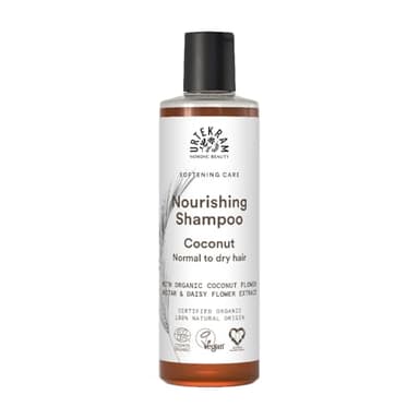 Urtekram Champú de Coco con Néctar de Coco Orgánico y Extracto de Margarita, Hidratación Natural y Revitalización para todo tipo de cabello, Vegano y Natural, 250 ml
