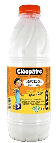 Cléopatre - Vinyl'école - Pegamento Vinílico, Blanco y Espeso, Multimateriales, A partir de 3 Años / Guardería - Sin Disolventes, Limpieza con Agua - Fabricado en Francia