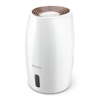Humidificador Philips Serie 2000, Humidificación higiénica NanoCloud, 99,97% menos bacterias, 200ml/h, Depósito de 2L, Ultra silencioso (33dB), 3 velocidades, Modo Auto&Noche, Blanco (HU2716/10)