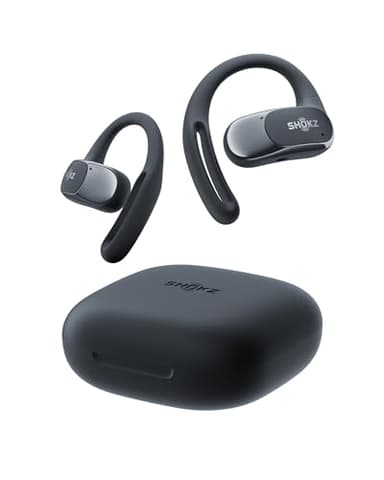 SHOKZ Auriculares Open-Ear OpenFit Air, Auriculares Bluetooth inalámbricos con Micro, Carga rápida, Tiempo de reproducción 28h, IP54 Resistencia al Agua para Entrenamiento, Negro