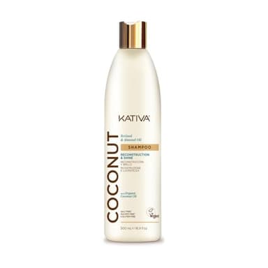 Kativa Coconut Champú 500 ml| Sin Sulfatos ni Parabenos | Reconstrucción, Brillo e Hidratación | Cabello muy Dañado, Sensibilizado, Seco | Aceite de Coco Orgánico