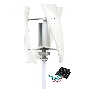 Kit de generador de turbina eólica vertical para el hogar, de bajo ruido, 10 000 W, 220 V, 12 V, 24 V, 48 V, sin núcleo, molino de viento vertical de bajas revoluciones con controlador (color: blanco)