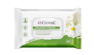 Cleanic - Papel Higiénico Hidratado - 40 Piezas - con Extracto de Manzanilla - Papel Higiénico Desechable - Toallitas Humedecidas para Limpieza Íntima - Apto para Pieles Sensibles