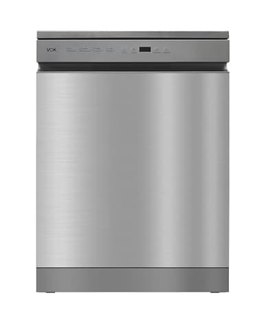 VOK Lavavajillas 60 cm 14 Cubiertos Inox – 3ª Bandeja, 8 Programas, 47 dB Silencioso, Apertura Automática, Aquastop, Cesta Ajustable – Eficiencia Energética C – Instalación Incluida