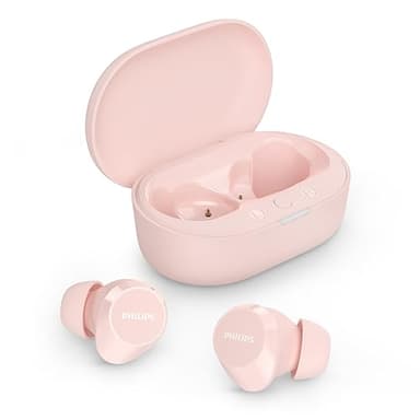 Philips TAT1209PK Auriculares True Wireless con Bluetooth - Auriculares pequeños, Gran Valor, un Sonido Natural con Graves dinámicos, Llamadas nítidas y Estuche de Carga tamaño Bolsillo - Rosa