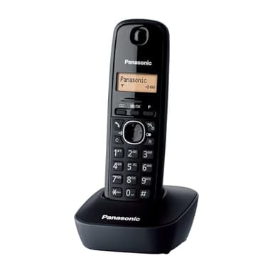 Panasonic KX-TG1611SPH - Teléfono Fijo Inalámbrico DECT, LCD, Identificador de Llamadas, Agenda de 50 Números, Tecla de Navegación, Alarma, Reloj, color Negro