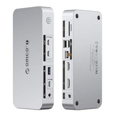 ORICO Thunderbolt 4 Dock, 40 Gbps Thunderbolt Docking Station, 12 en 1 USB C Hub Soporta Single 8K/Dual 4K, Daisy Chain, Avec 85W de Charge, 4 x USB, Ethernet, Compatible con Mac Mini M4/M4 Pro