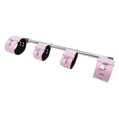 Barra de Dominadas de Metal y Cuero, para Ejercicio en Pareja, Acero Inoxidable (Rosa)