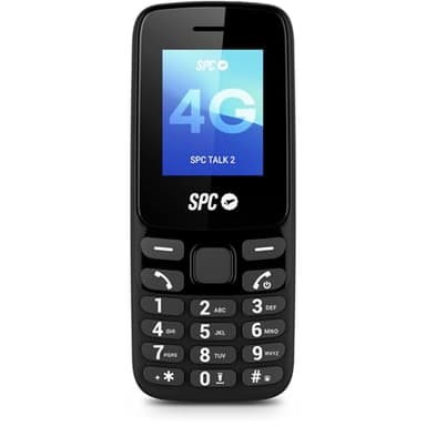 SPC Talk 2 – Teléfono móvil básico 4G | Batería de 6 Días | Pantalla 1,8" | Volumen Timbre 106 dB | De Bolsillo y Ligero, con cámara, Linterna y Radio FM | USB-C | 9 memorias rápidas | Negro