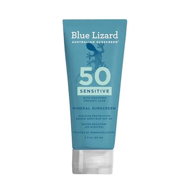 Blue LIZARD - Protector solar mineral sensible – Sin químicos activos – SPF 50+ UVA/UVB Protección, tubo de 3.5 oz
