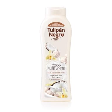 Tulipán Negro - Gel de Baño Coco Pure White, Nutritivo e Hidratante, Gel de Ducha con Fragancia a Coco, 650 ml