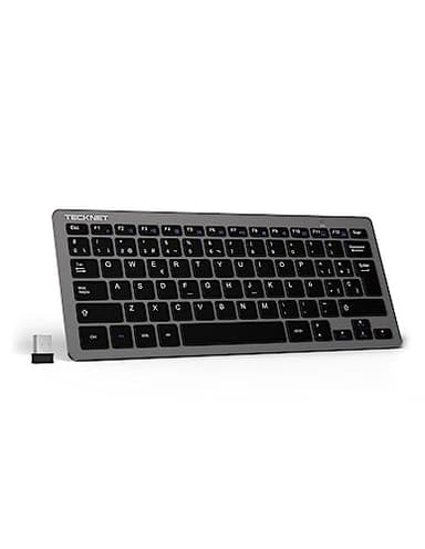TECKNET Mini Teclado Inalámbrico 2.4G Ultra Delgado, Teclado Inalámbrico USB Ordenador Portátil para PC, Android Smart TV, Laptops (Español,con la Ñ)