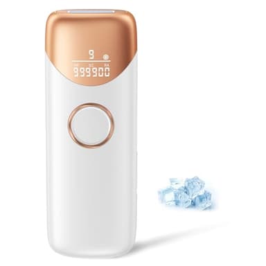 600-1200NM Depiladora láser con enfriamiento por hielo, 19,8J Depiladora de luz pulsada con 9 niveles de energía, 2 modos de flash, 999 900 pulsaciones de luz para bikini, axilas, cara y cuerpo