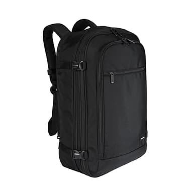Amazon Basics Mochila de Viaje 40L, Equipaje de Mano (51x38x20cm), Tirantes Acolchados, Compartimento Portátil 17", Bolsillos Organizados - Negro