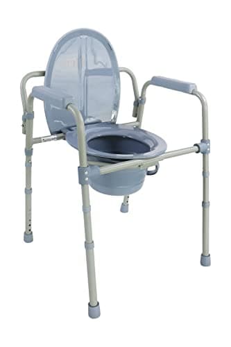 PEPE Mobility Silla WC con Tapa, Altura Regulable, Cubo extraible, Silla Orinal para Personas Mayores, Gris