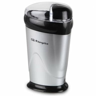 Orbegozo MO 3250, molinillo café eléctrico, 150 W, cuchilla acero inoxidable, tapadera transparente, interruptor de seguridad, color plata