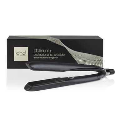 ghd platinum+ negra - Plancha de pelo profesional inteligente, menos rotura del cabello, más brillo y protección del color, tecnología Ultra-zone, temperatura óptima de peinado 185ºC homogénea