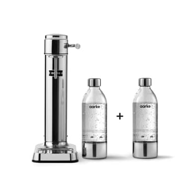 Aarke Carbonator 3, Máquina Gasificadora de Agua en Acero Inoxidable, incluye Dos Botellas (800ml), Acabado en Acero