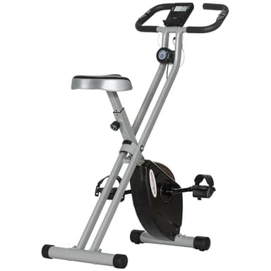 SPORTNOW Bicicleta estática plegable, bicicleta de fitness silenciosa bicicleta interior con resistencia magnética de 8 niveles, sensor de frecuencia cardíaca, asiento ajustable, pantalla LCD y