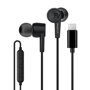 PALOVUE Lightning Auriculares Compatible para iPhone 13 12 11 Pro MAX X XS MAX XR iPhone 8 Plus iPhone 7 Plus Certificado MFi in Ear Headphones con Controlador de micrófono SweetFlow Negro