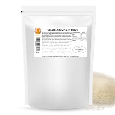 Snadi Gelatina bovina Polvo Granulado | 1 kg | 100% Pura, Sin Sabor y Calidad Profesional | Rica Aminoácidos Precursores Colágeno | Repostería, Postres y Salsas | Fácil Disolución Textura Perfecta