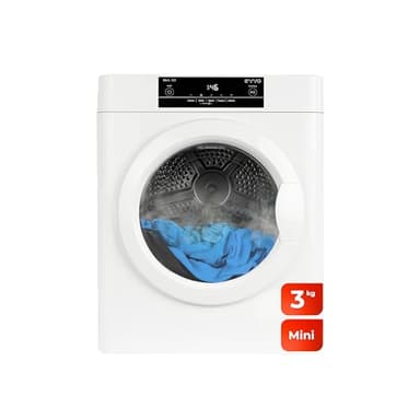 EVVO Secadora De Ropa Mini S3 - Secadora Con Capacidad De 3kg - Secadora Portátil Con Airfresh Y Sensor De Humedad, Tamaño Mini, Sin Instalación, Sist. Evacuación, Blanco