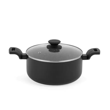Progress BW12920EU7 Cerámica de Mármol 24 cm Cote con Tapa – Olla de Cocina Antiadherente con Recubrimiento de Mármol Metálico Cerámica, Inducción Adecuada, Aluminio Prensado Ligero