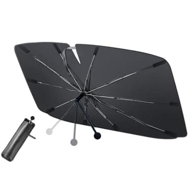 LELYFIT Parasol para Parabrisas Delantero de Coche, Plegable Con Barra Ajustable, Protección UV y Solar para la Mayoría de Los Vehículos, 140 x 80 cm