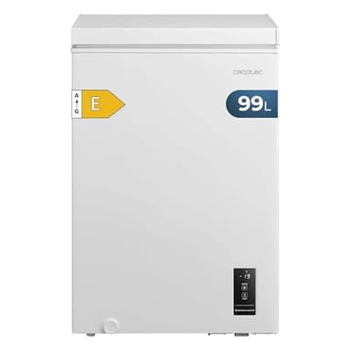 Cecotec Congelador Horizontal 99L Bolero CoolMarket Chest 99P White E. Cesta con Asas, Control Electrónico LED, UltraContact D-Cool, Dual Function, Puerta ZeroG (80º-30º), Fast Freezing, Compacto