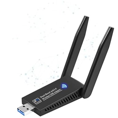 Adaptador WiFi USB para PC, Dual Band 5GHz/2.4GHz, USB 3.0, Antena Wi-Fi Externa Ajustable, Inalámbrico Receptor Tarjeta de Red, Compatible con Windows 11/10/8.1/8/7/XP, Mac OS 10.6-10.15